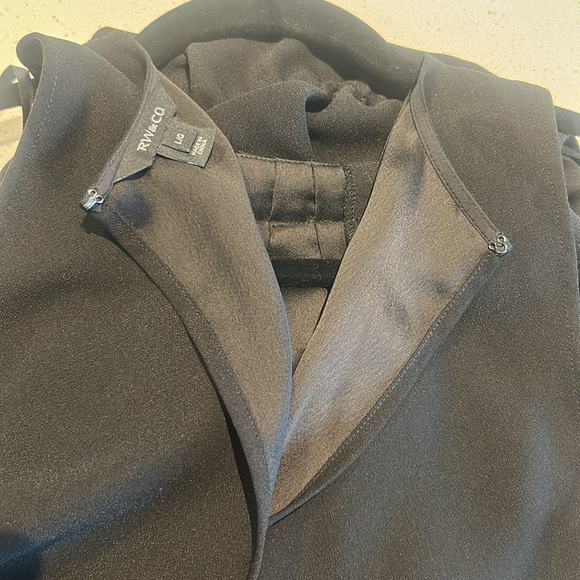 RW & Co. Black Sleeveless Pleated Neck Wide Leg Jumpsuit Size L - Picture 8 of 13